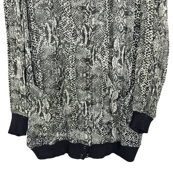 Free People Lori Bomber Jacket Oversized Sz M Black Sheer Snake-print Snap Front - Picture 10 of 14